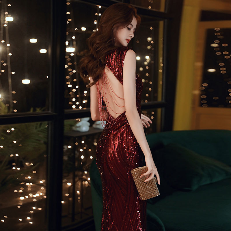 NGTG Women's Elegant Sexy Back Celebrity Evening Dress