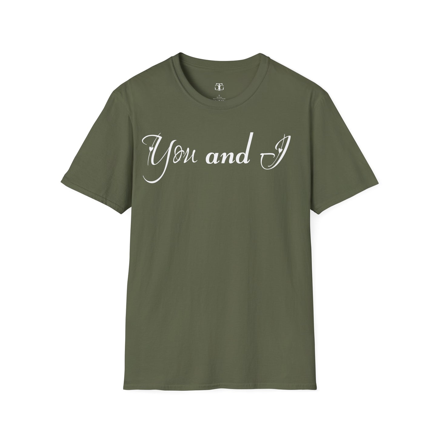 Farbenfrohes Valentinstag-T-Shirt für Paare mit einem GROSSEN Text „DU UND ICH“