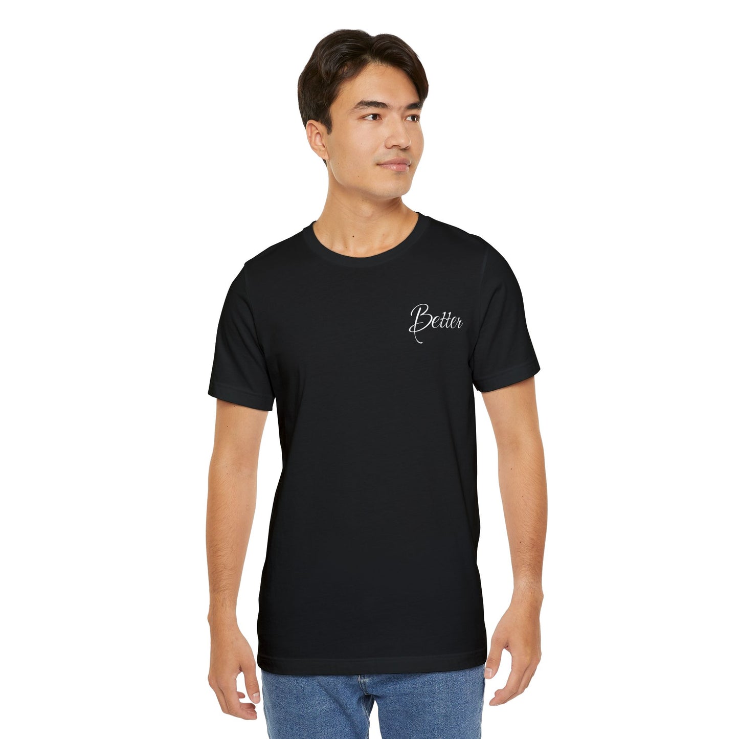 Basic Valentinstag T-Shirt für Paare mit KLEINEN Text „BETTER“