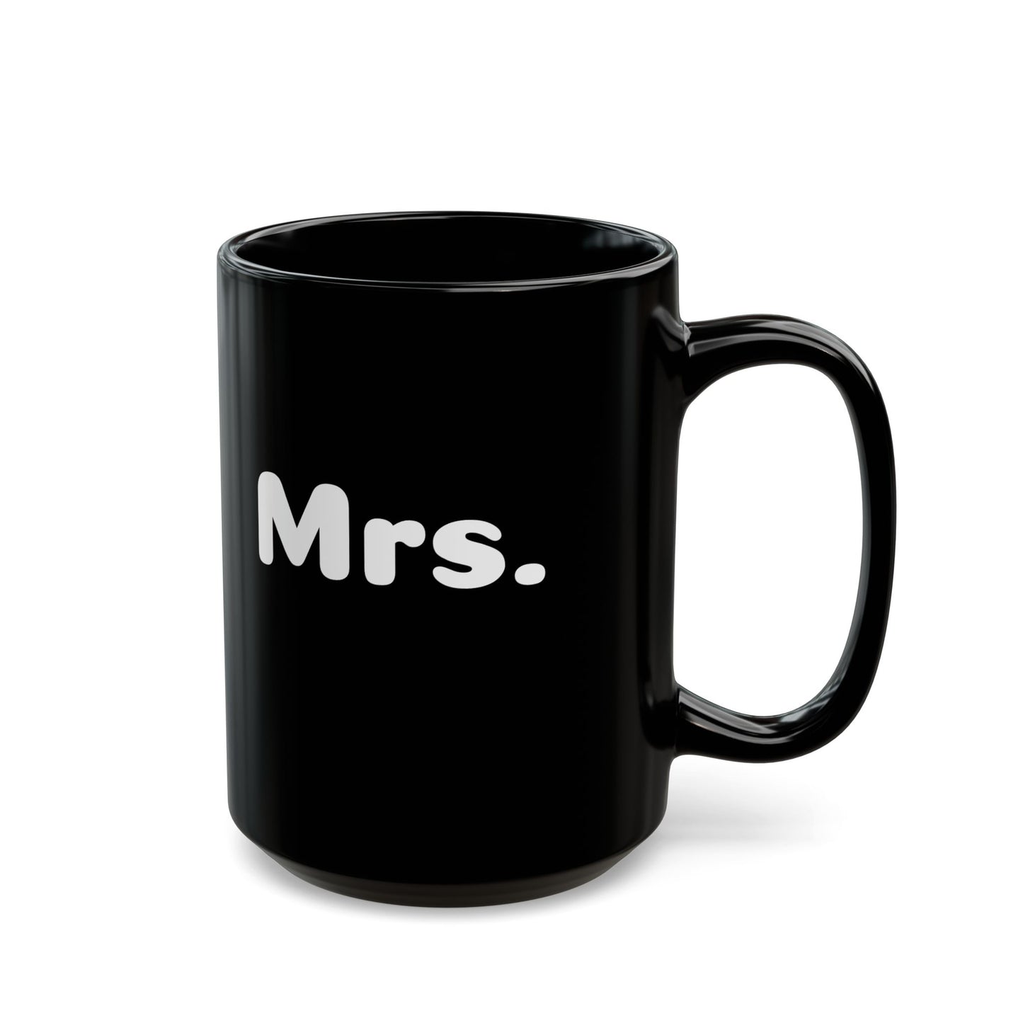 Minimalistische schwarze „Mrs.“-Tasse