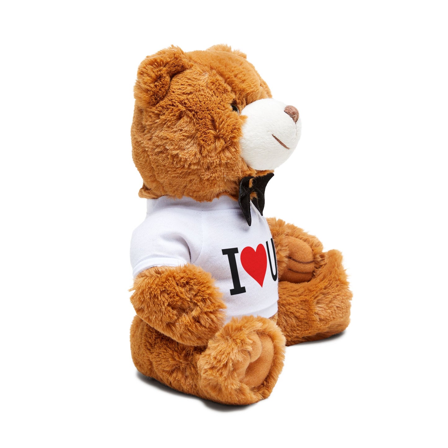 Hochwertiger Teddybär mit Fliege und weichem T-Shirt, Plüschteddybär für die Freundin, Plüschtier für die Ehefrau, „Ich liebe dich“-Aufdruck auf dem Teddybär, I <3 U