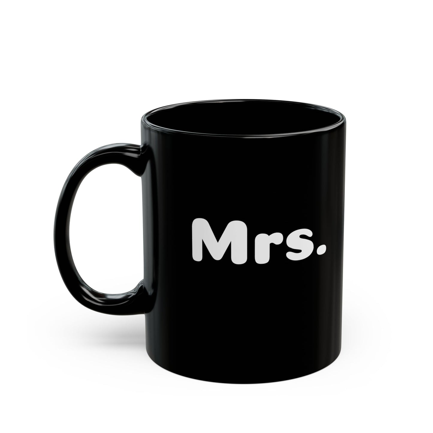 Minimalistische schwarze „Mrs.“-Tasse
