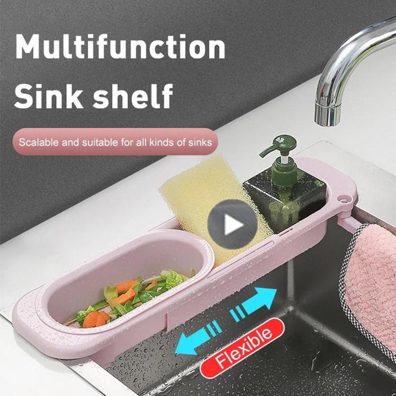 NGTG Adjustable Collapsible Sink Organizer Soap Drainer Smart Sponge Storage