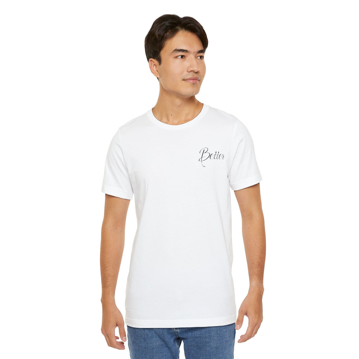 Basic Valentinstag T-Shirt für Paare mit KLEINEN Text „BETTER“