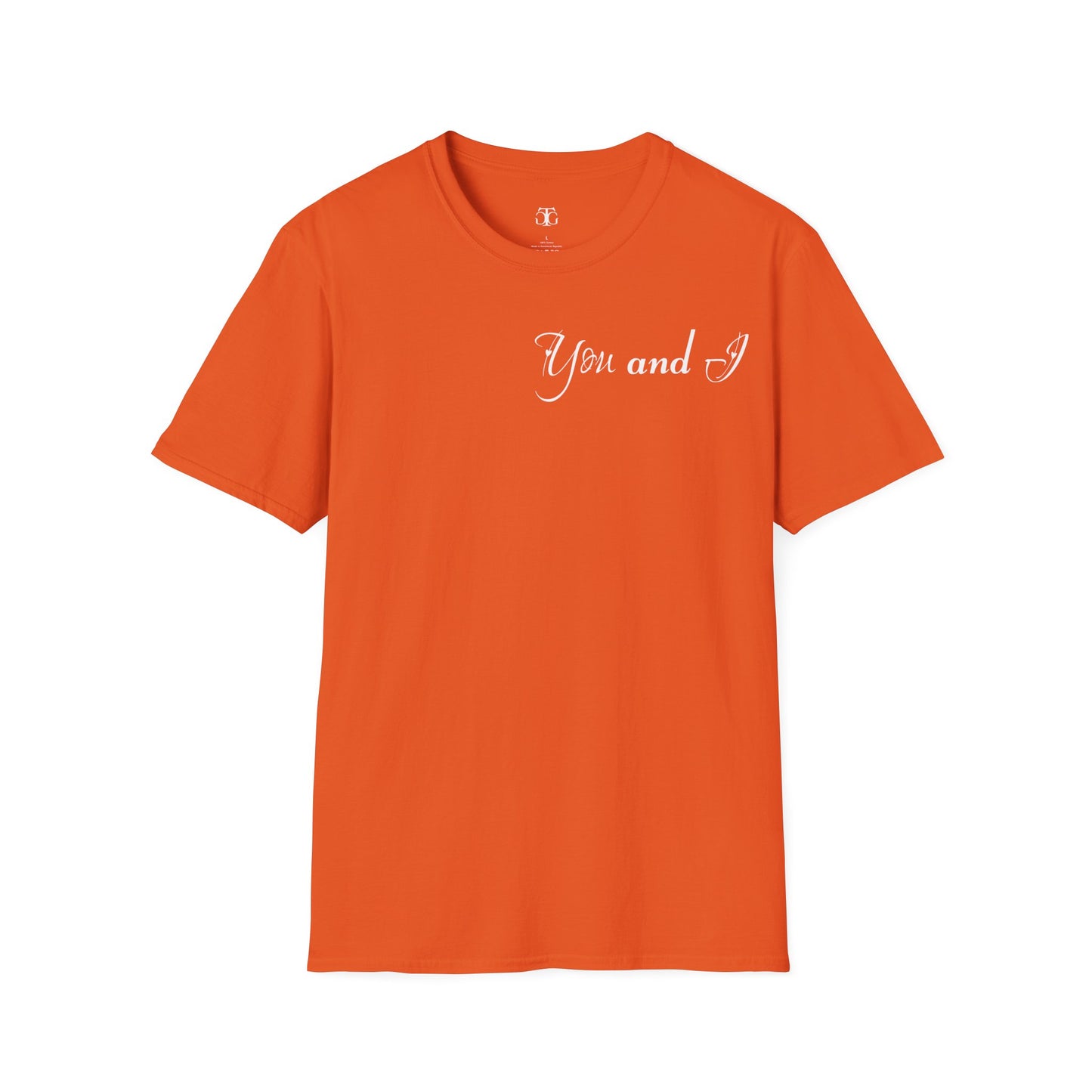 Farbenfrohes Valentinstag-T-Shirt für Paare mit KLEINEN Text „DU UND ICH“