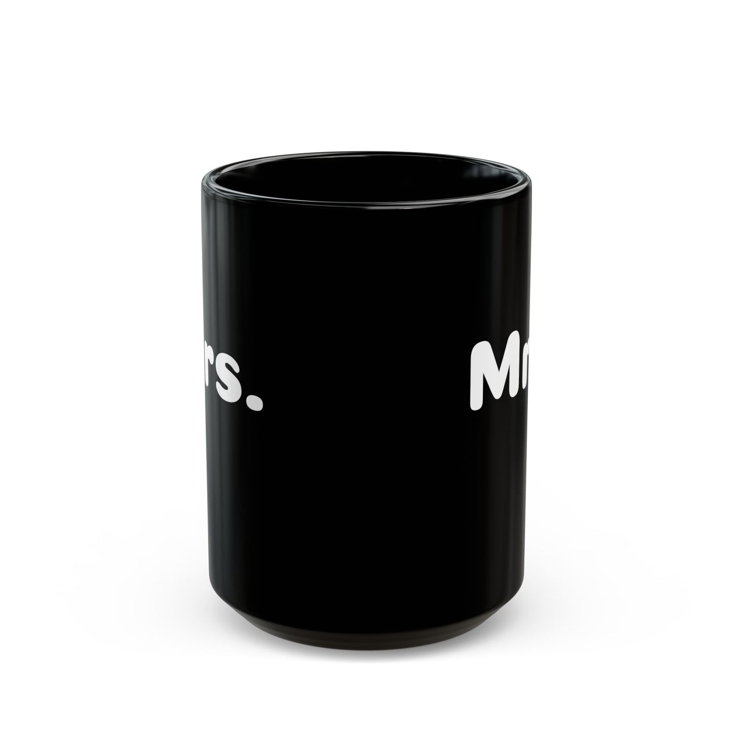 Minimalistische schwarze „Mrs.“-Tasse