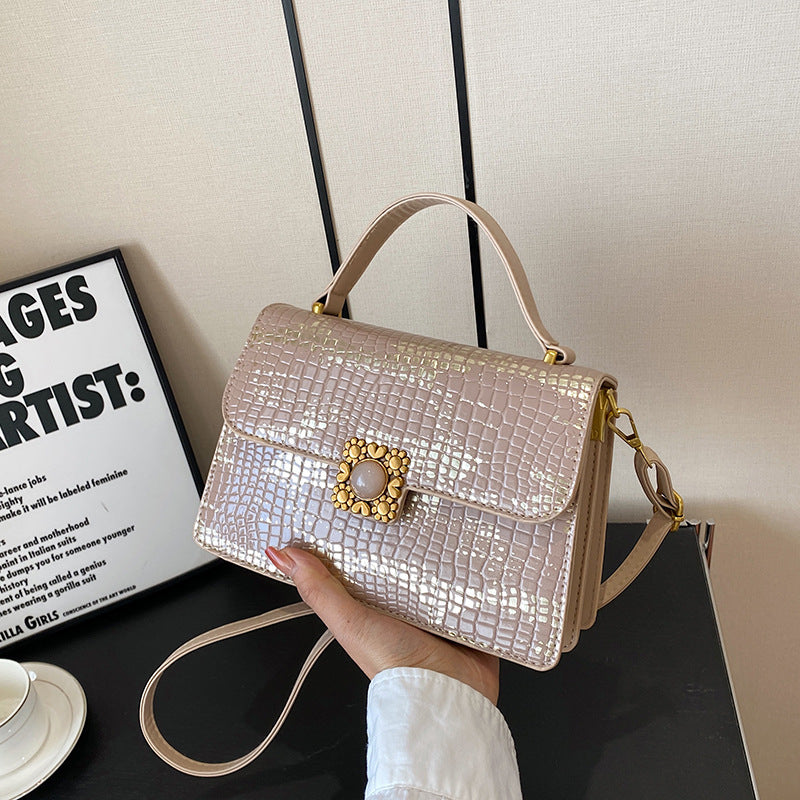 NGTG LADY EMBER Exquisite Abstract Floral Crocodile Crossbody Hand Bag