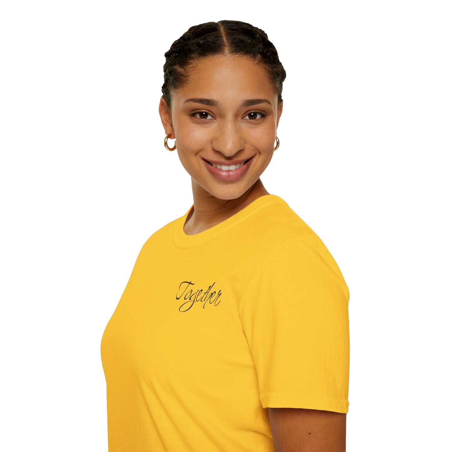 Farbenfrohes Valentinstag-T-Shirt für Paare mit KLEINEN Text „TOGETHER“