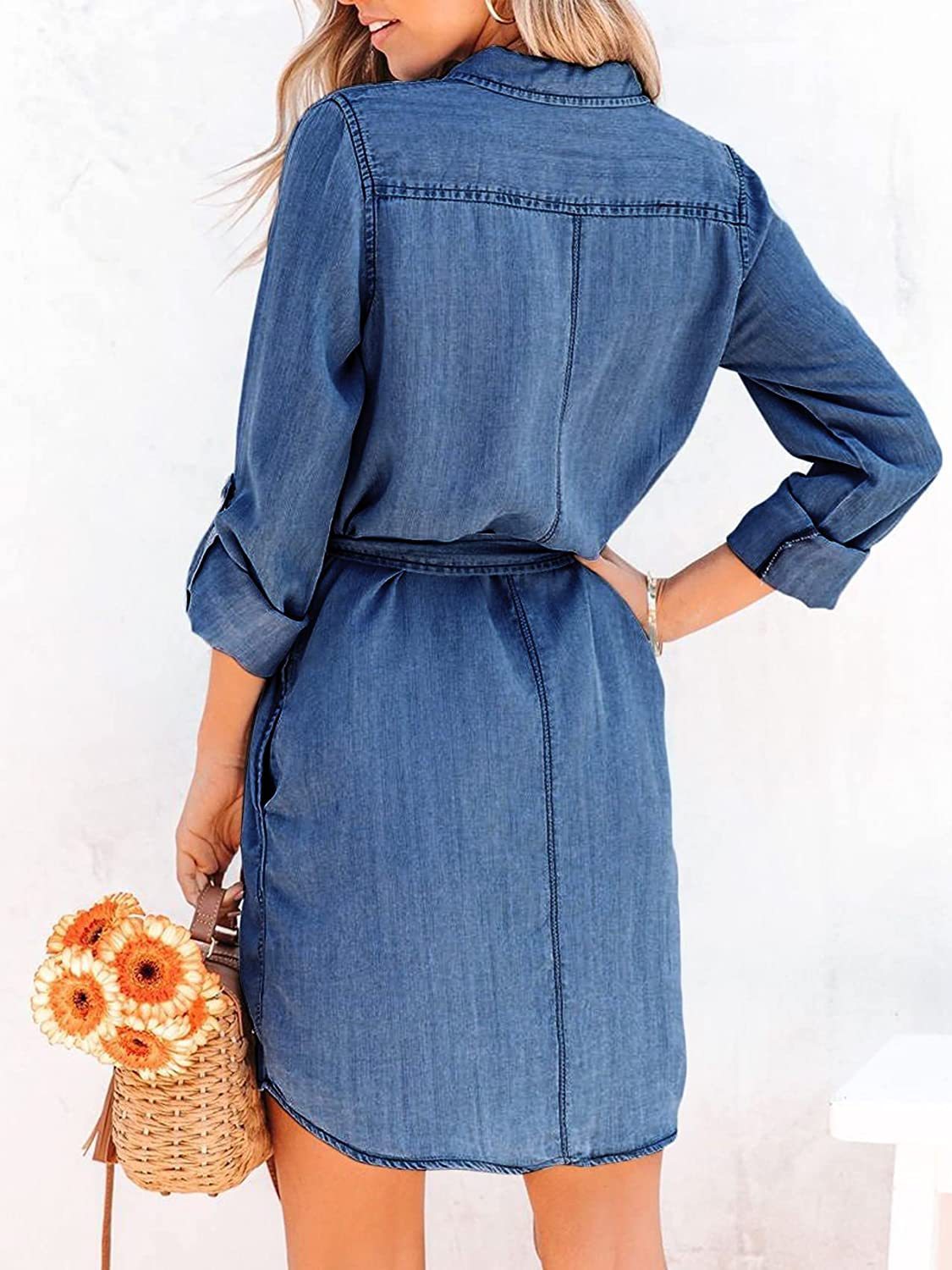 NGTG Classy Above the Knee Long Sleeve Denim