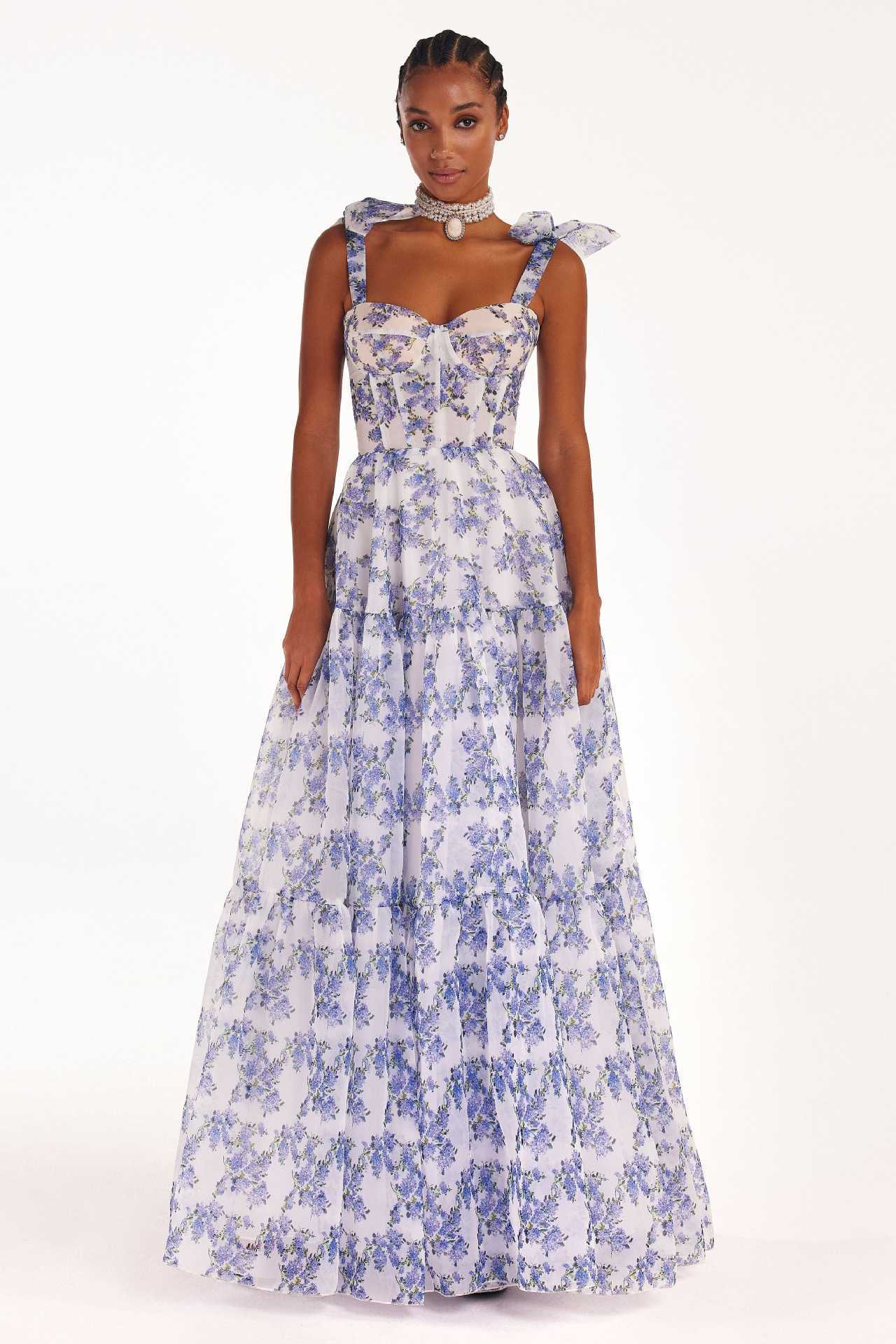 NGTG Showstopper Summer Floral Lace-Up Maxi Dress