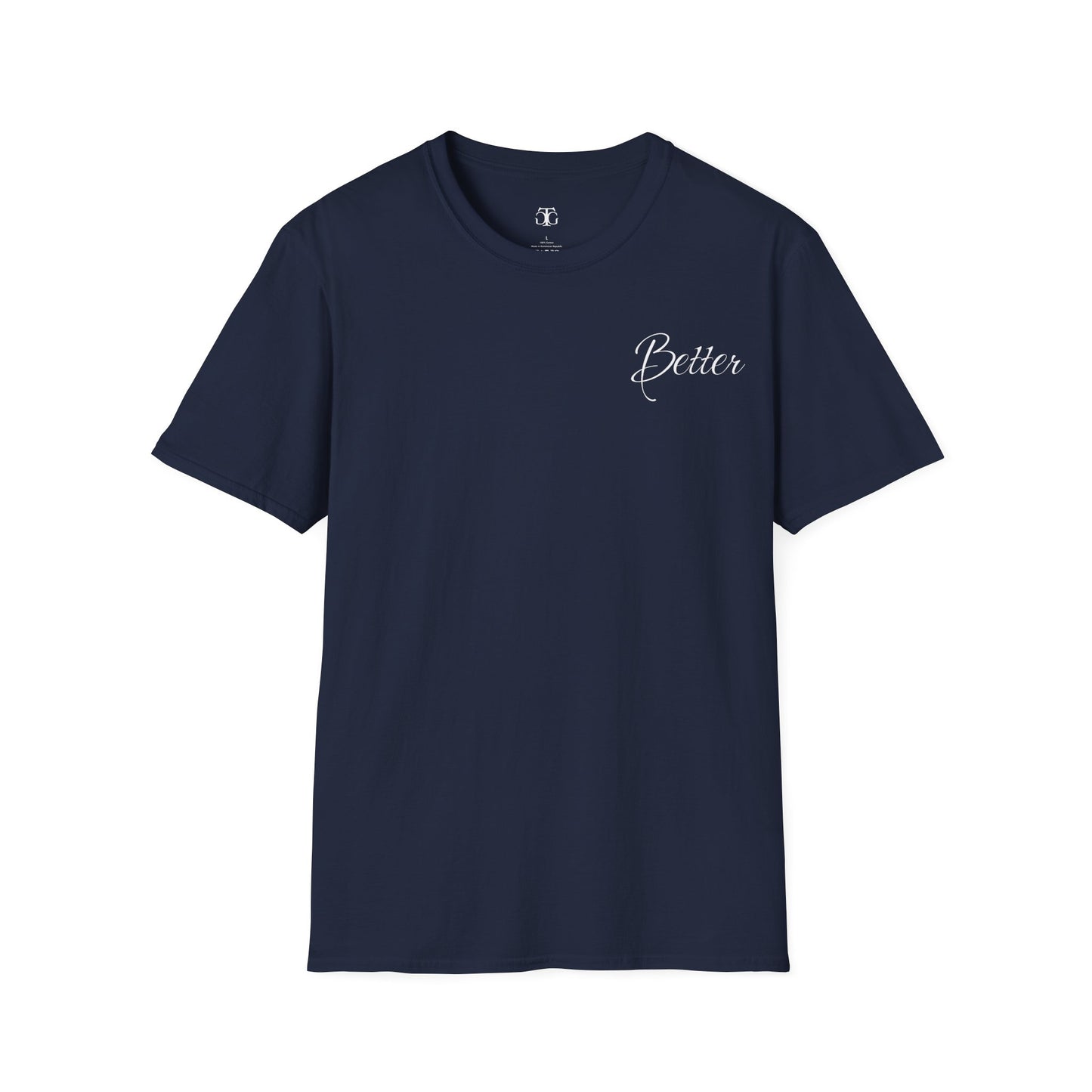 Buntes Valentinstag-T-Shirt für Paare mit KLEINEN Text „BETTER“