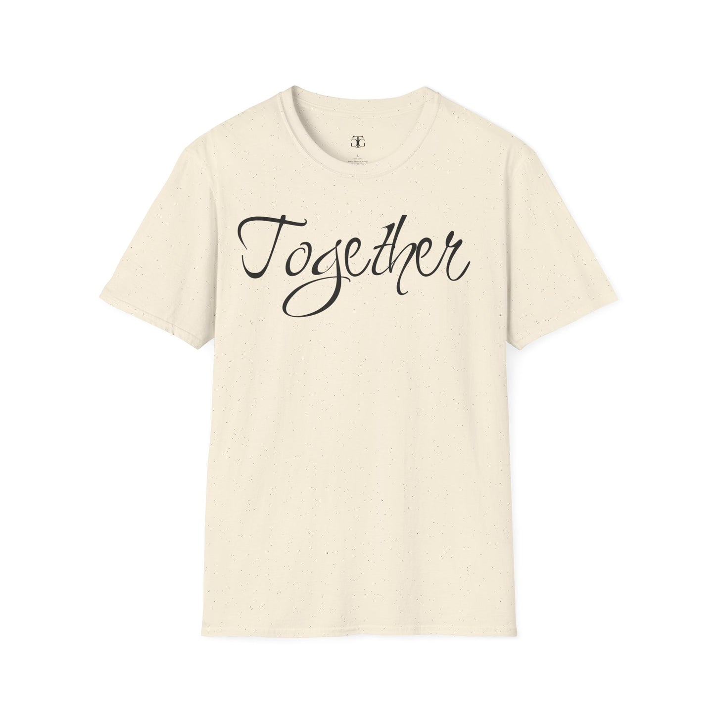 Farbenfrohes Valentinstag-T-Shirt für Paare mit großem Text „TOGETHER“
