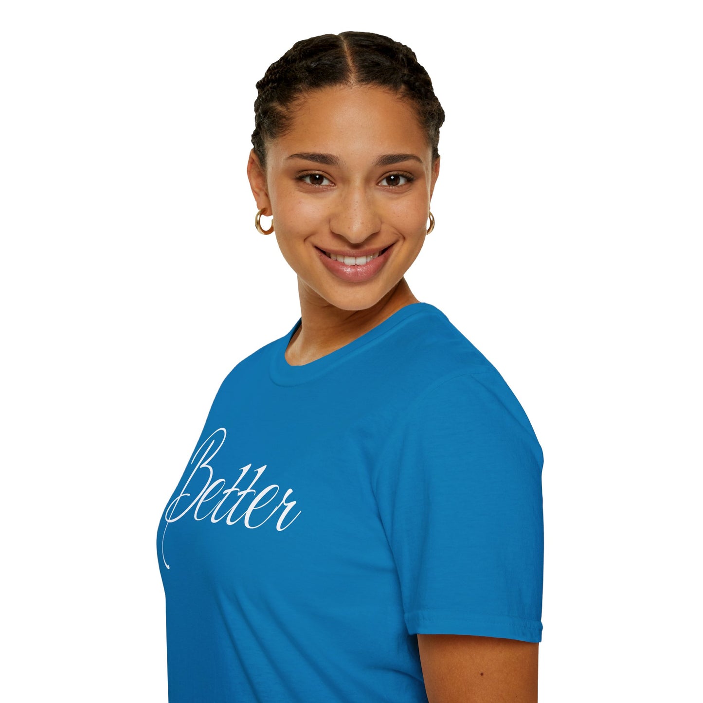 Farbenfrohes Valentinstag-T-Shirt für Paare mit großem Text „BETTER“