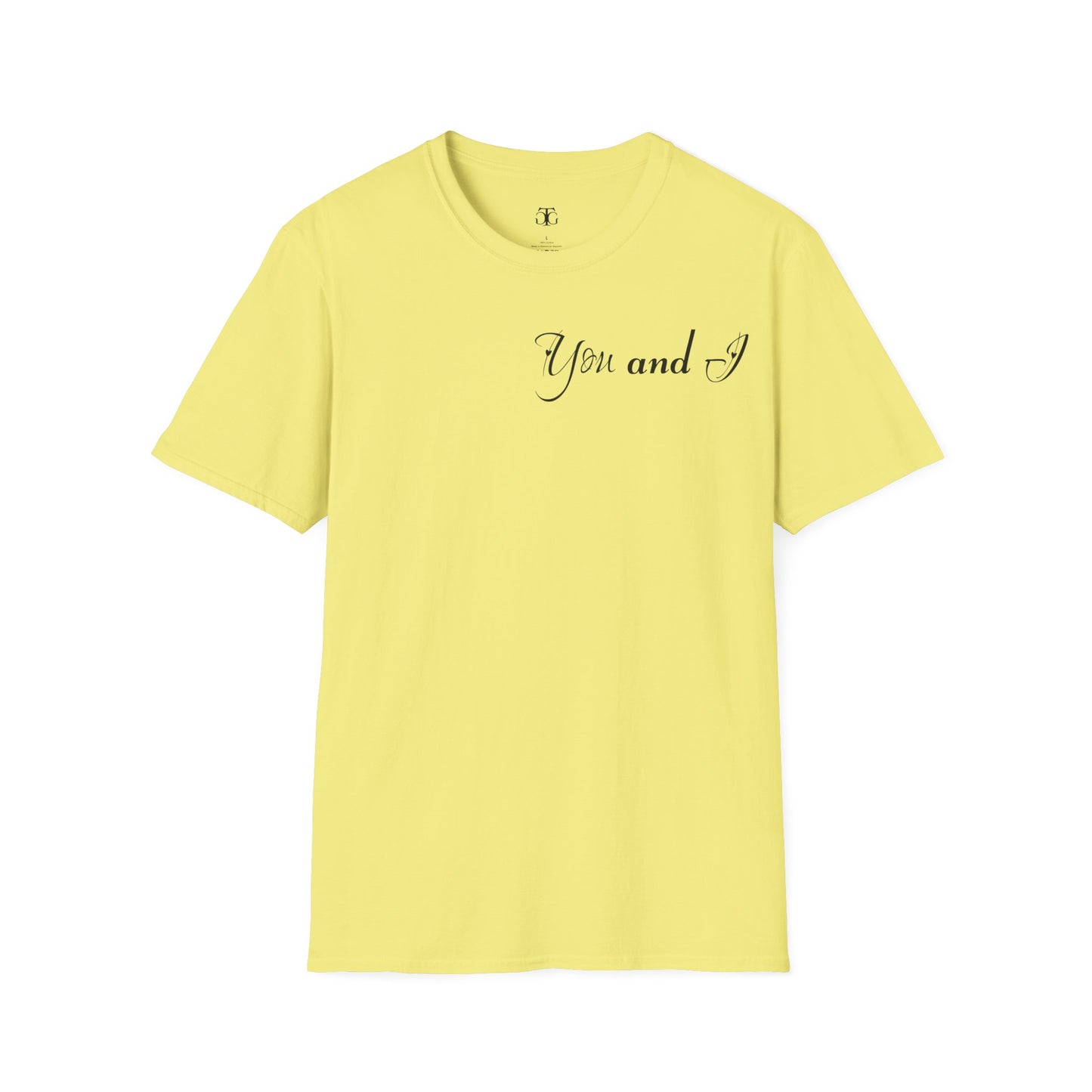 Farbenfrohes Valentinstag-T-Shirt für Paare mit KLEINEN Text „DU UND ICH“