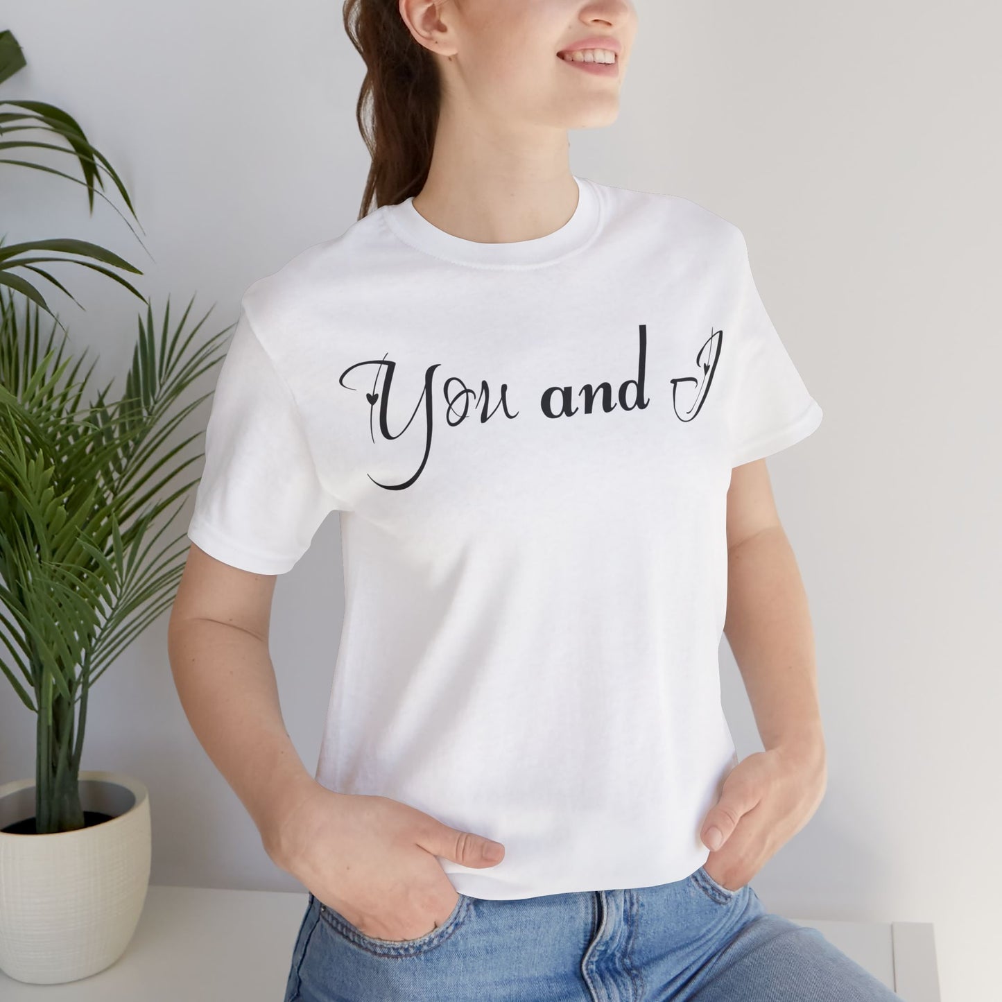 Einfaches Valentinstag-T-Shirt für Paare mit einem GROSSEN Text „DU UND ICH“