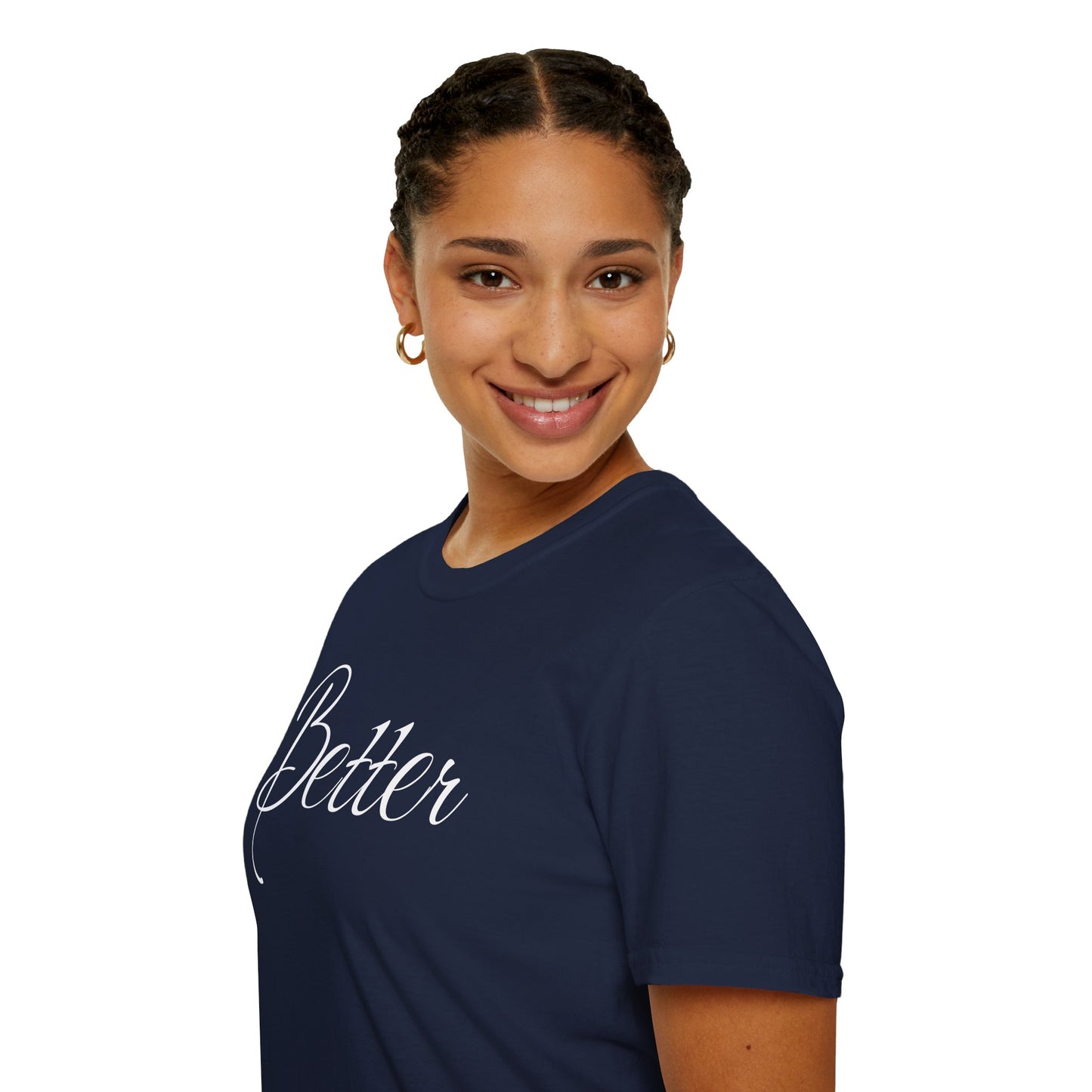 Farbenfrohes Valentinstag-T-Shirt für Paare mit großem Text „BETTER“