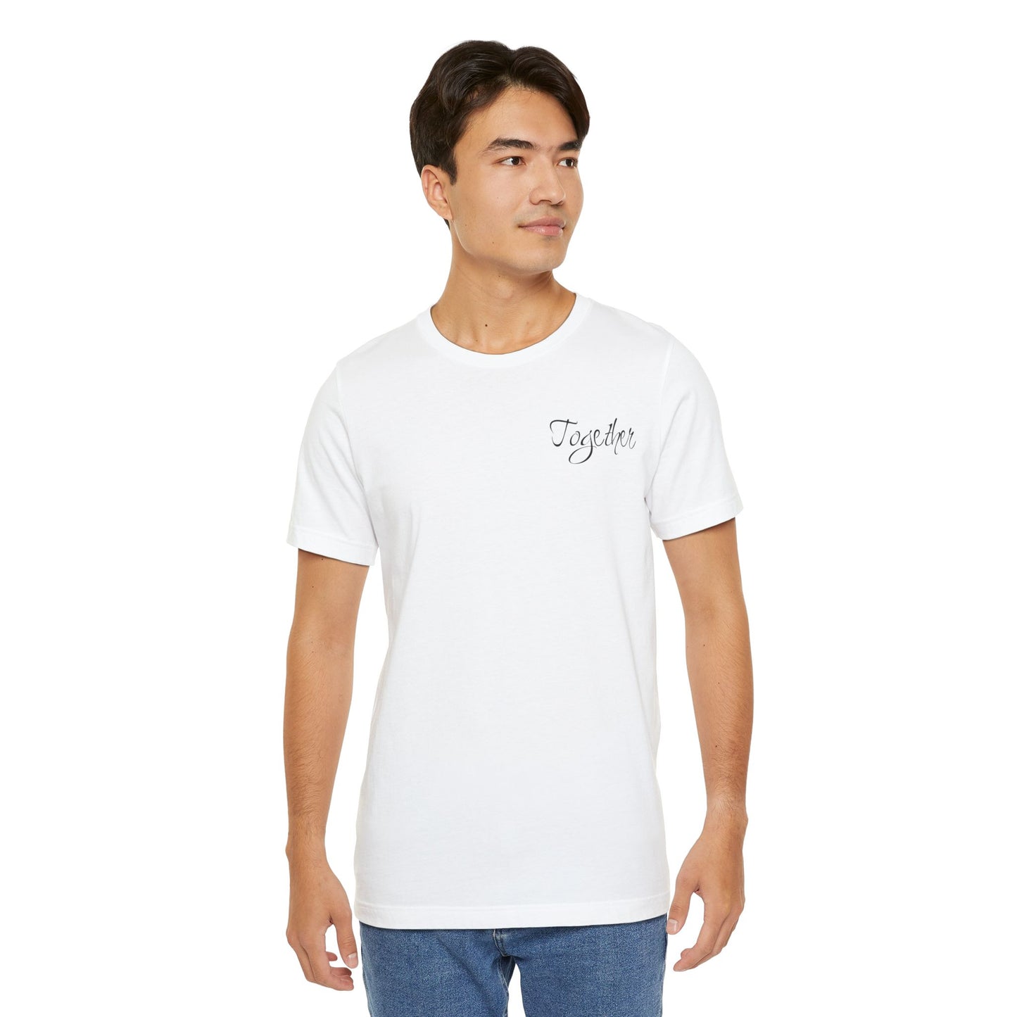 Basic Valentinstag T-Shirt für Paare mit KLEINEN Text „TOGETHER“