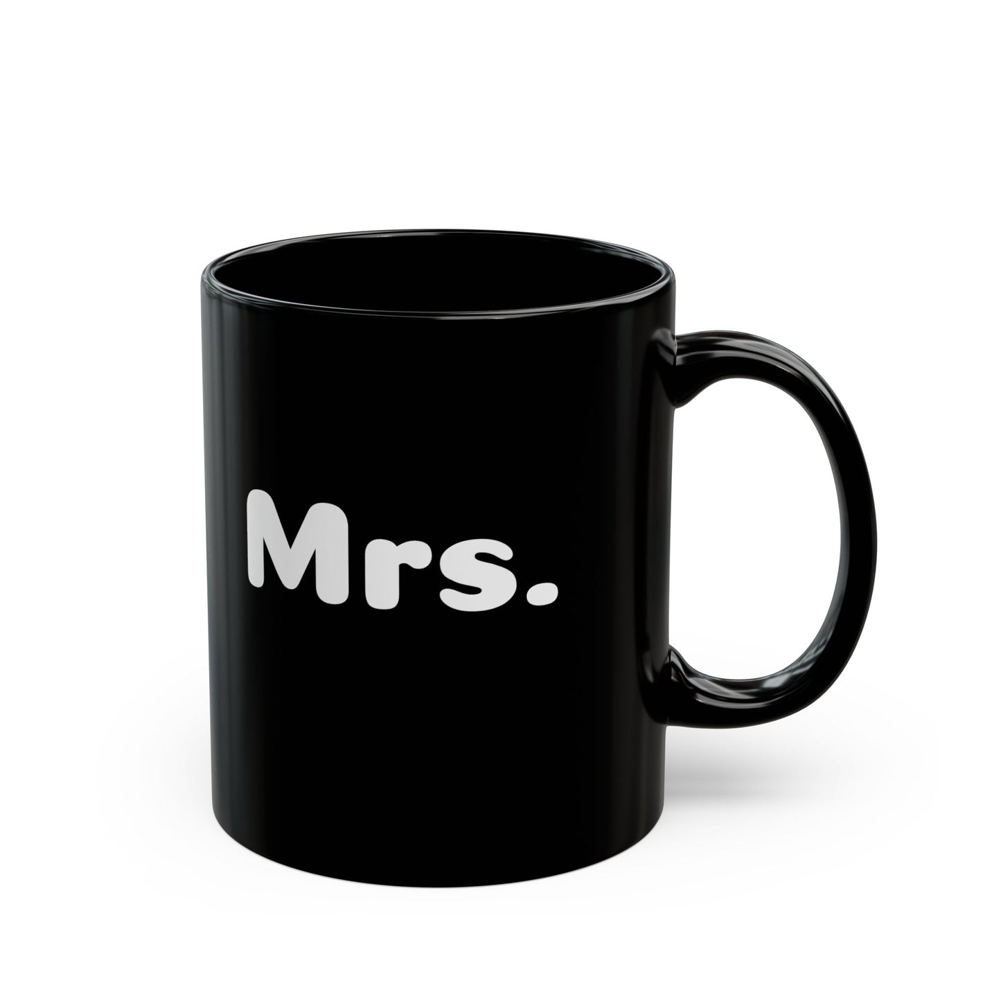 Minimalistische schwarze „Mrs.“-Tasse