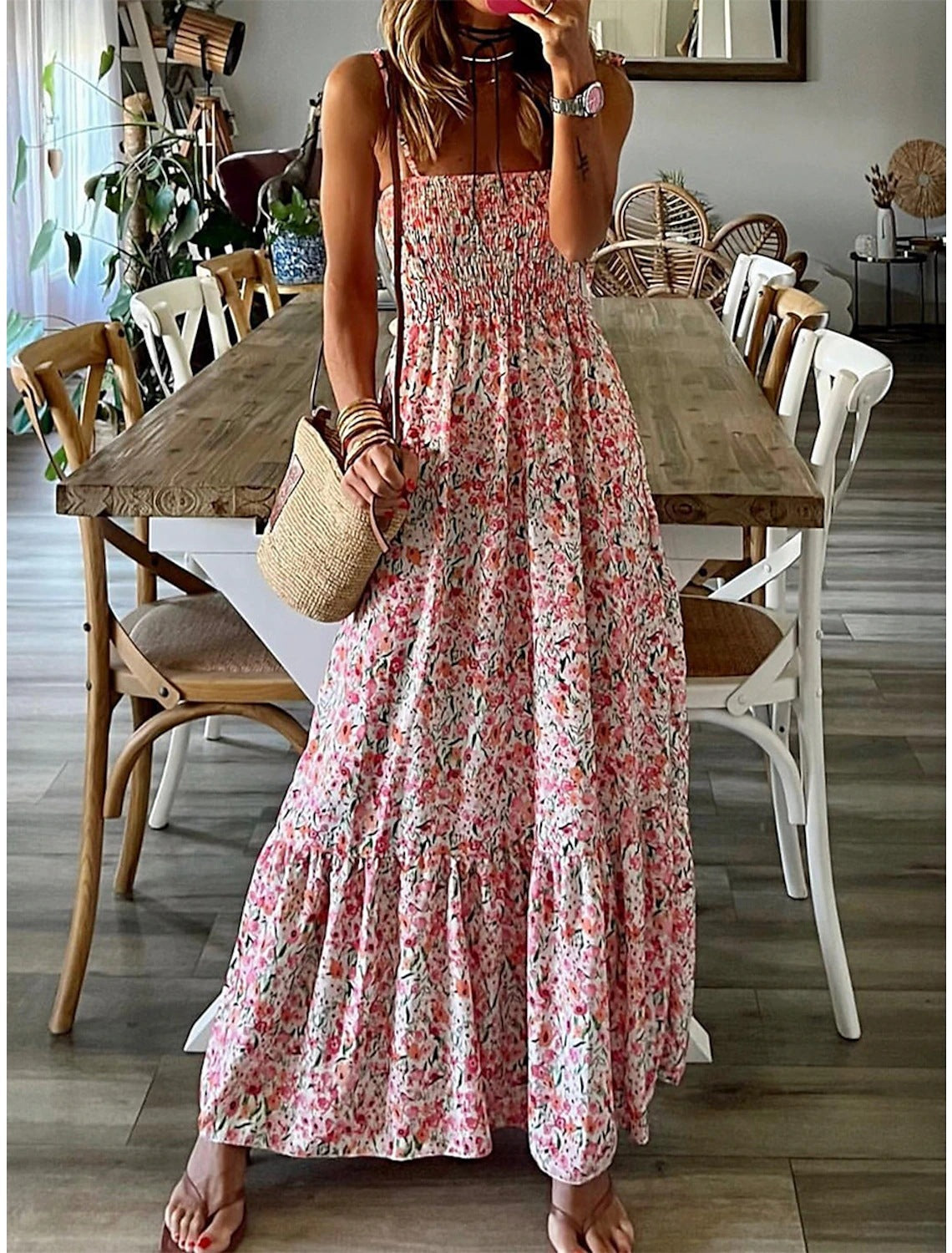 NGTG Ultimate Pink Floral Spring and Summer Maxi Dress