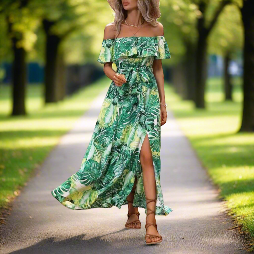NGTG Sexy Off-Shoulder Greek Vacation Summer Maxi Dress