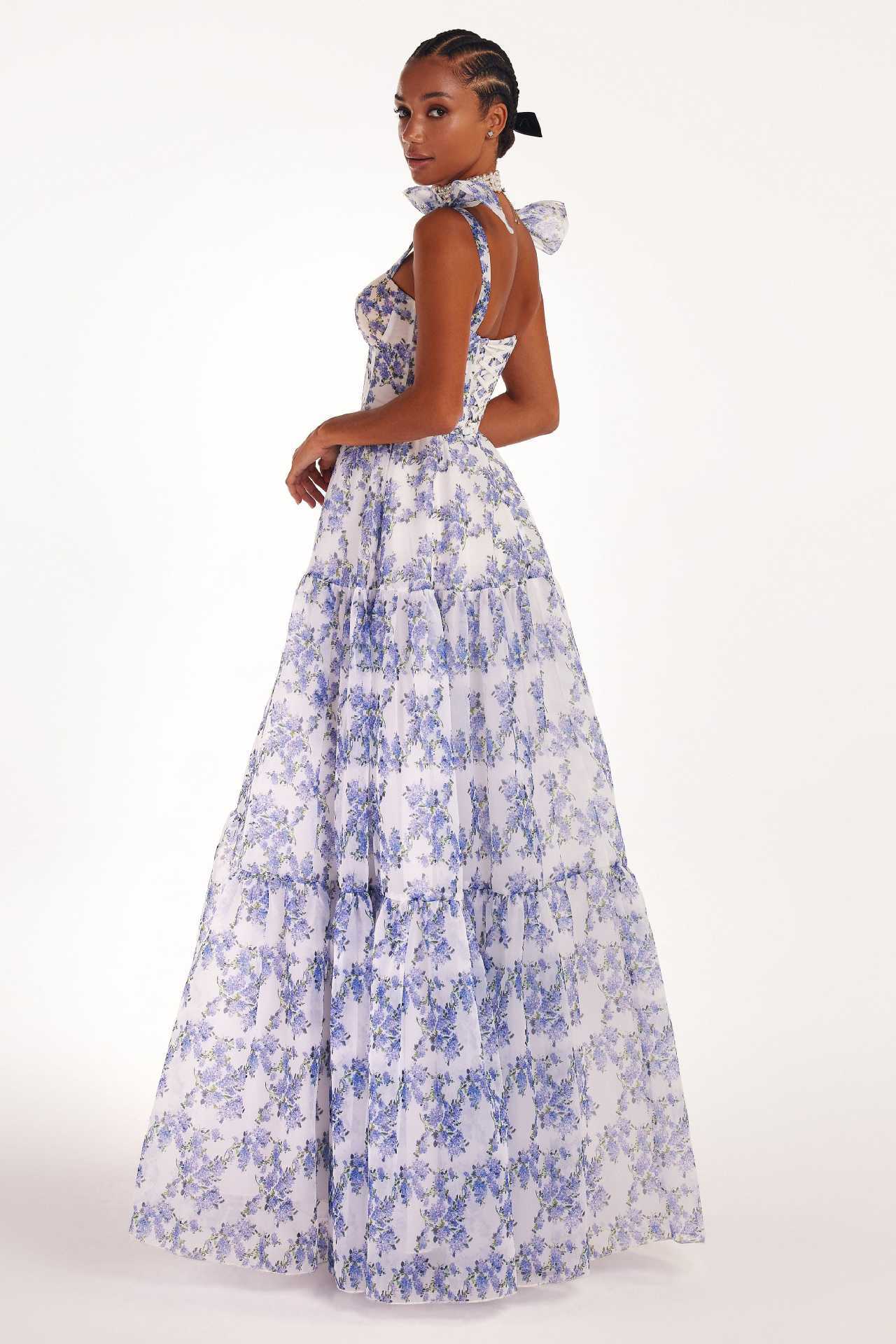 NGTG Showstopper Summer Floral Lace-Up Maxi Dress
