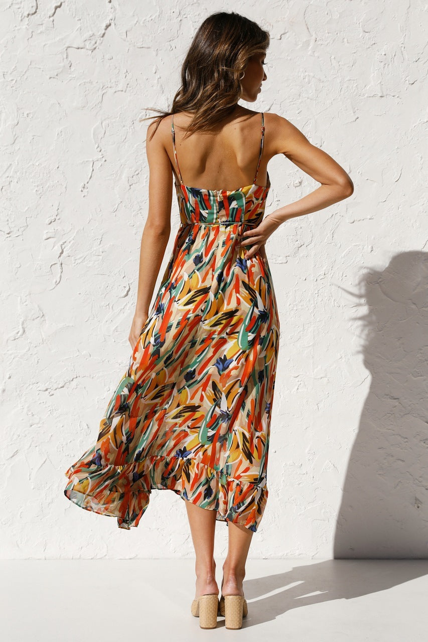 NGTG Vibrant Ruffled Spaghetti Summer Dress