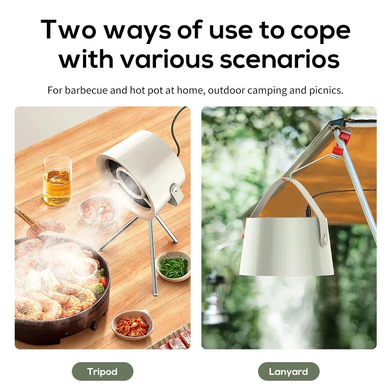 NGTG Portable Range Hood Exhaust Fan USB Charging Kitchen Gadget Small Spaces Backyard Barbecue BBQ Accessory, Detachable Replaceable Filter
