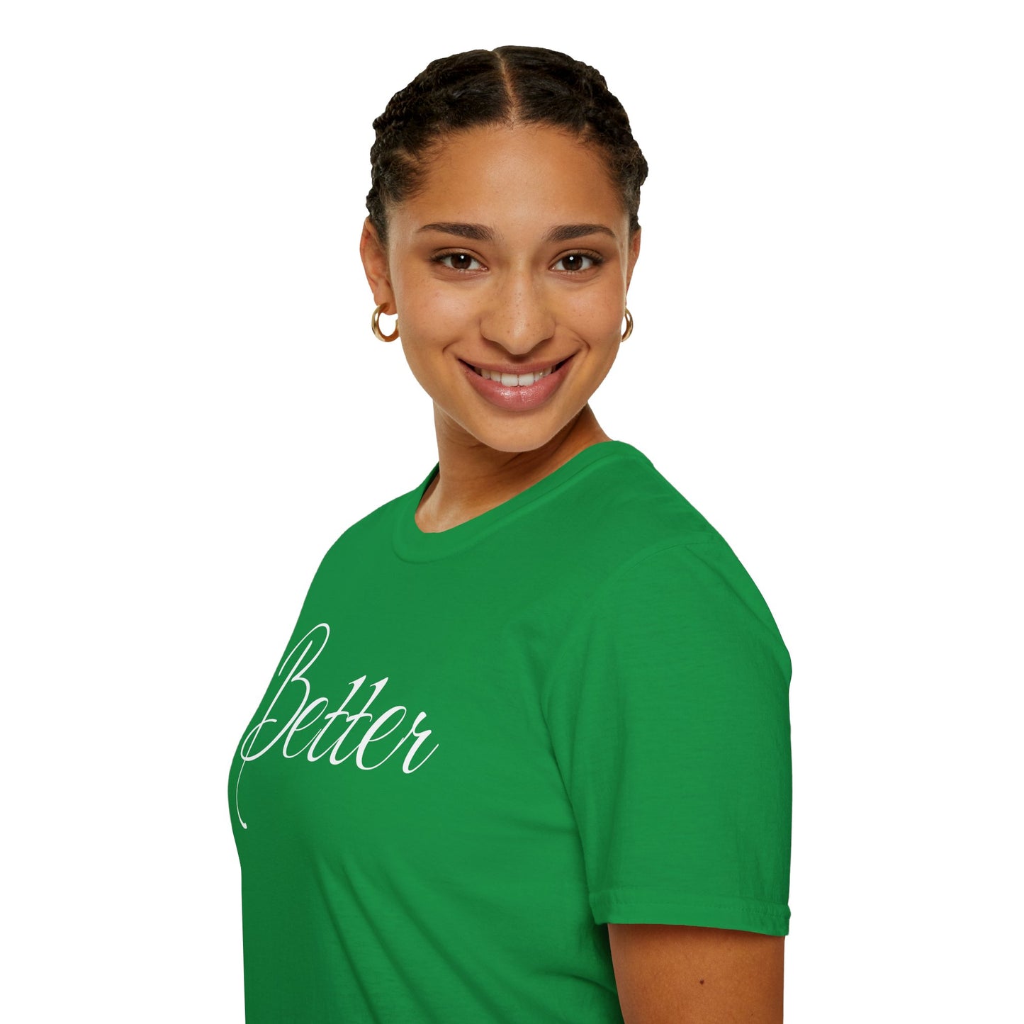 Farbenfrohes Valentinstag-T-Shirt für Paare mit großem Text „BETTER“