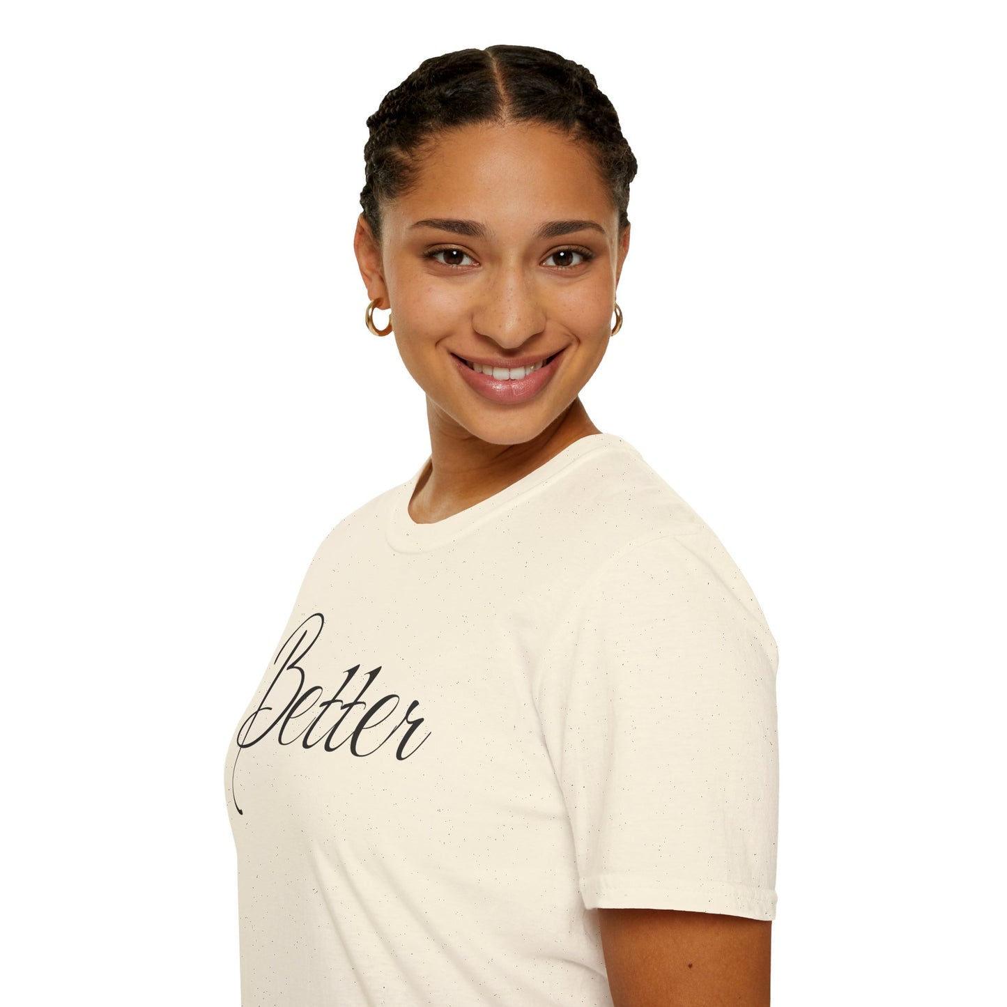 Farbenfrohes Valentinstag-T-Shirt für Paare mit großem Text „BETTER“