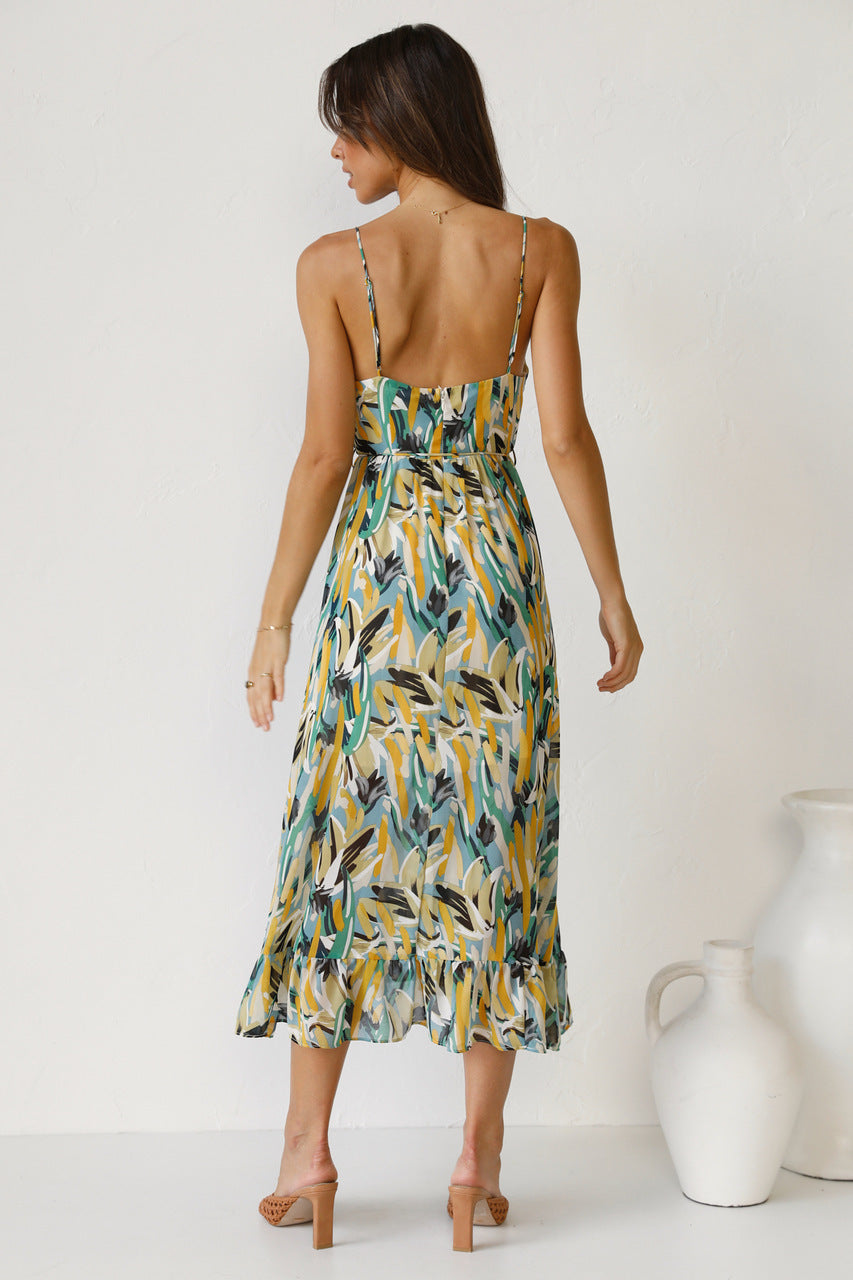 NGTG Vibrant Ruffled Spaghetti Summer Dress