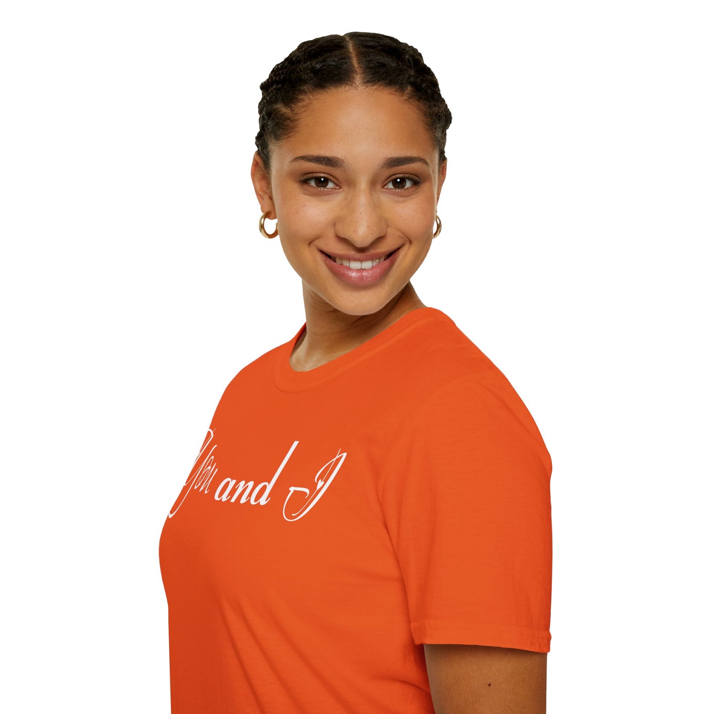 Farbenfrohes Valentinstag-T-Shirt für Paare mit einem GROSSEN Text „DU UND ICH“