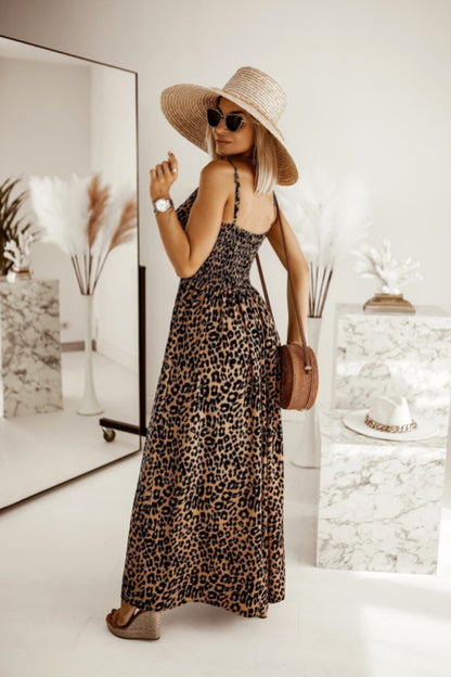 NGTG Sexy Spaghetti Strap Leopard Summer Dress