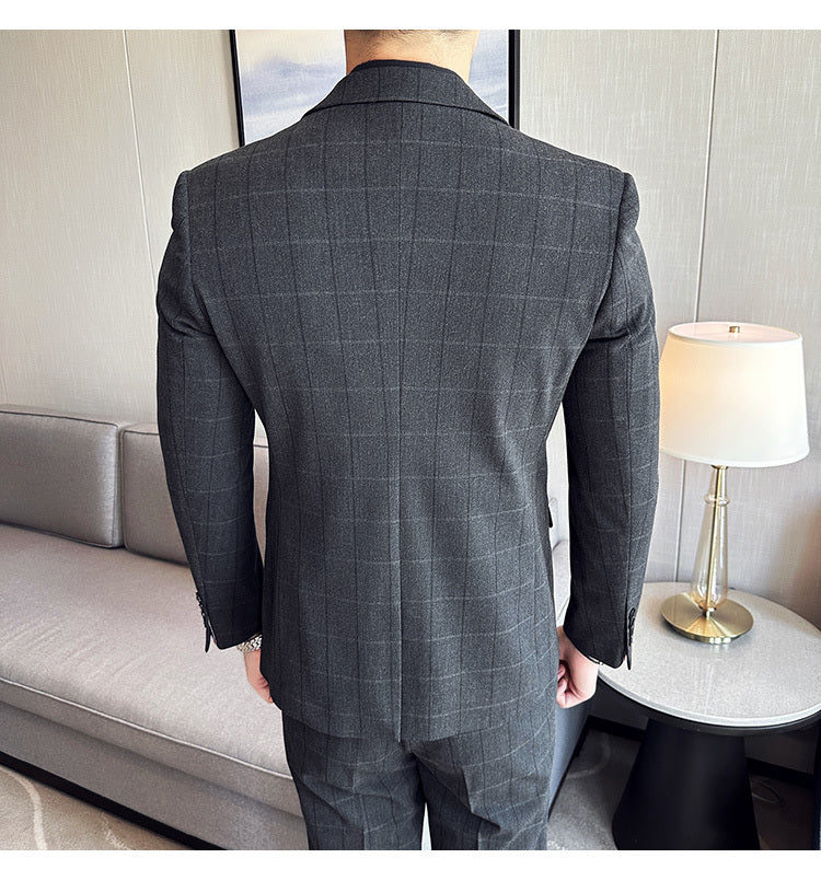 NGTG LUXX Men's Elite Plaid Suit Formal Business Attire or Grooms' Wedding Set