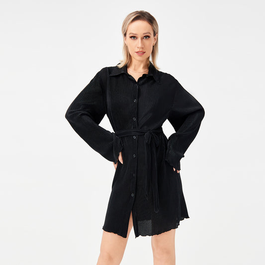 NGTG Casual Collared Long Sleeve Summer Dress