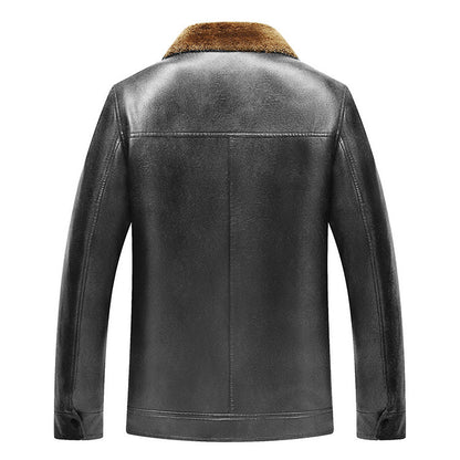 NGTG CARTER  Refined Men’s Fleece-Lined Leather Jacket – Stand Collar, Luxury Winter Comfort