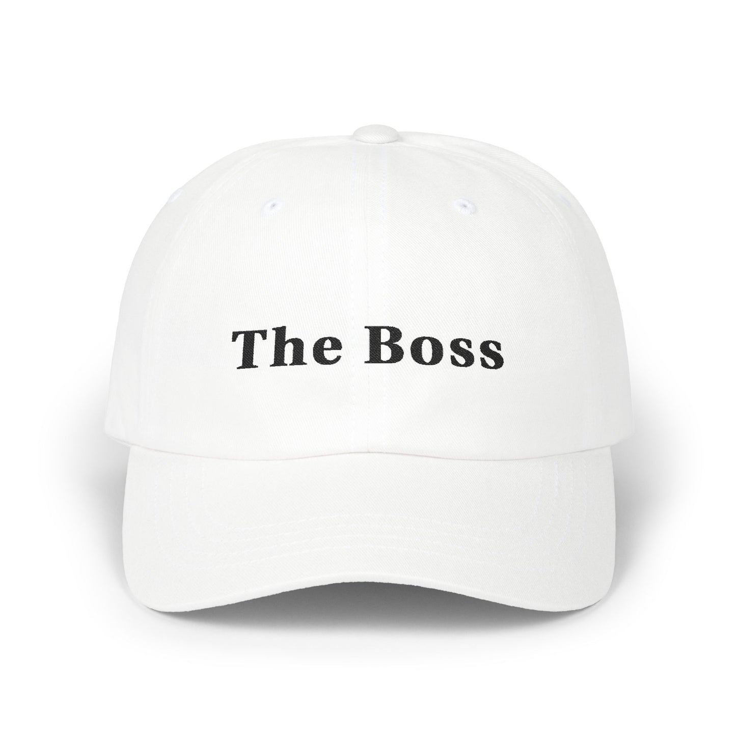 Embroidered "The Boss" Hat in Black Text