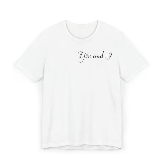 Basic Valentine's Day Matching Couple T-shirt with a SMALL text "YOU AND I"