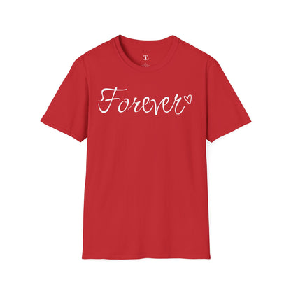 Colorful Valentine's Day Matching Couple T-shirt with a LARGE text "FOREVER"