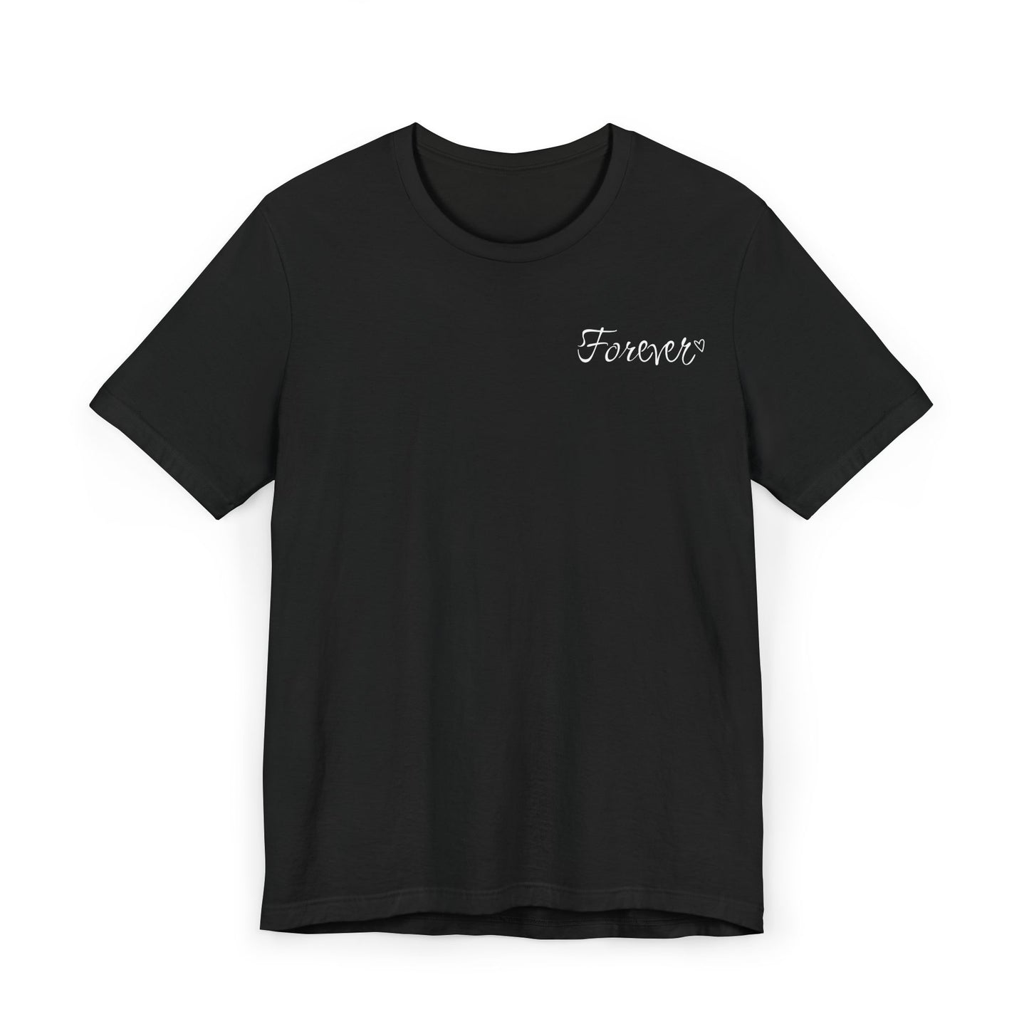 Basic Valentine's Day Matching Couple T-shirt with a SMALL text "FOREVER"