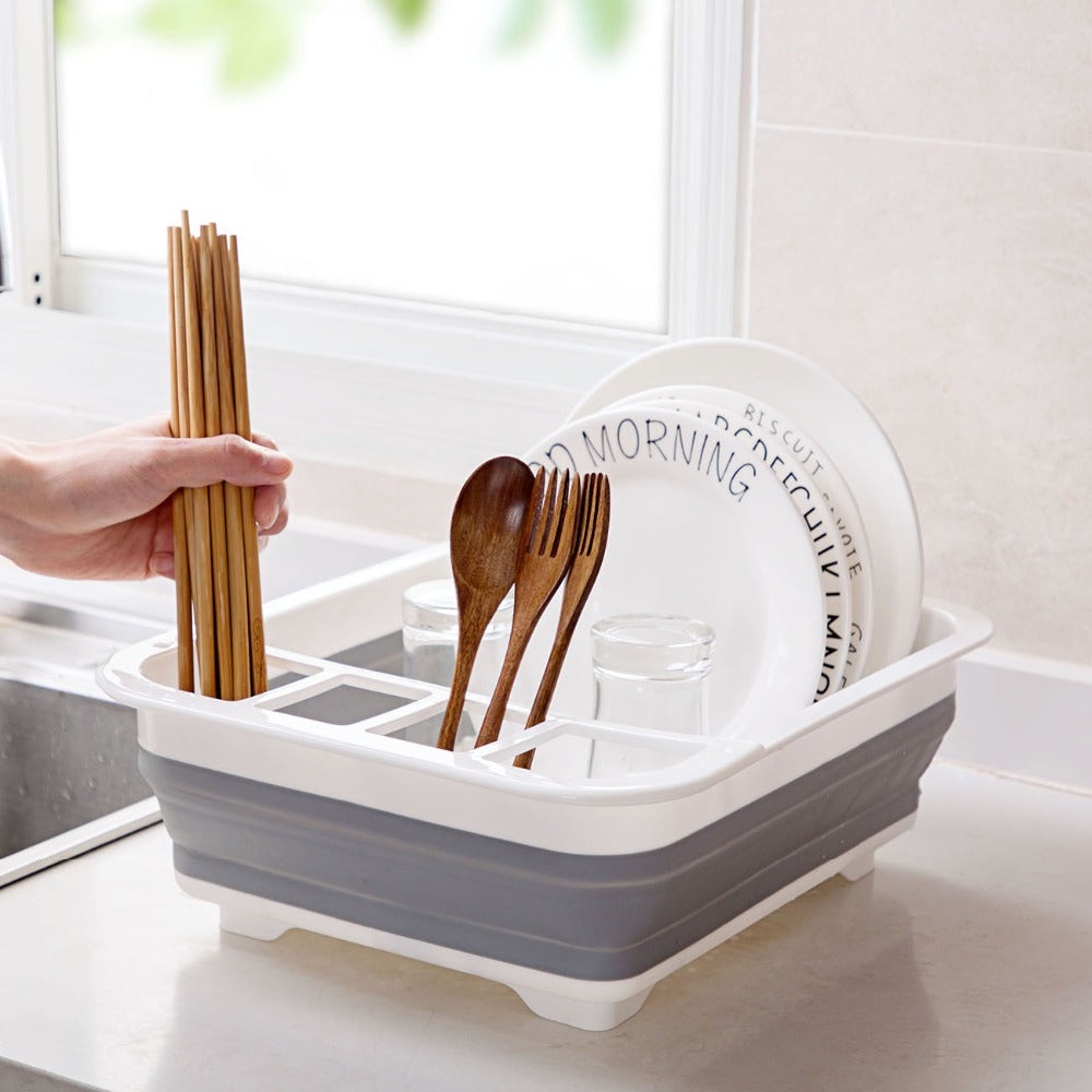 NGTG Progressive Foldable Dish Organizer, Collapsible Dish Drying Rack Ideal for Small Spaces or Outdoor Use