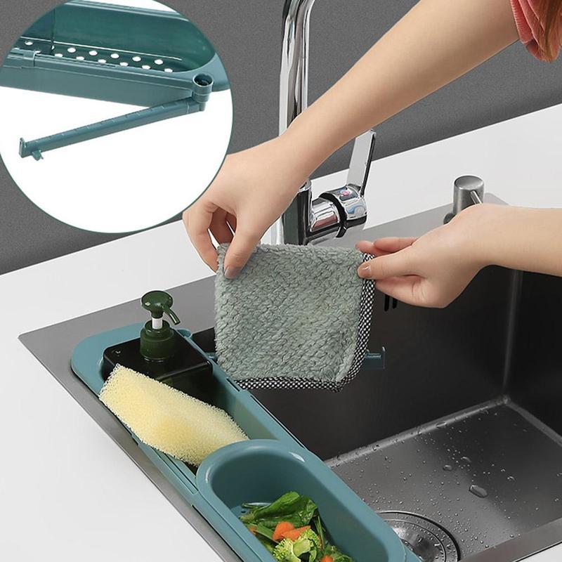 NGTG Adjustable Collapsible Sink Organizer Soap Drainer Smart Sponge Storage