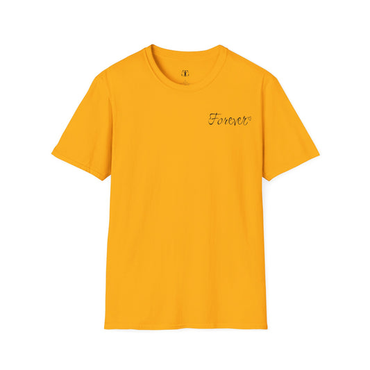 Colorful Valentine's Day Matching Couple T-shirt with a SMALL text "FOREVER"