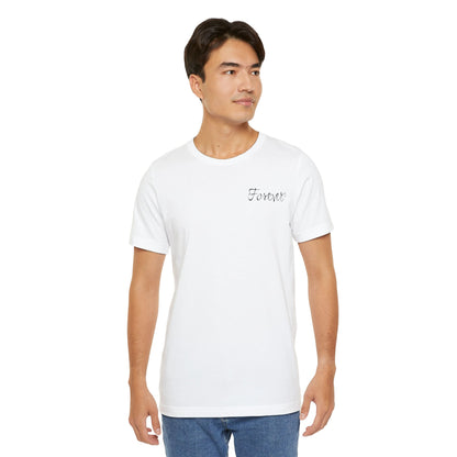 Basic Valentine's Day Matching Couple T-shirt with a SMALL text "FOREVER"