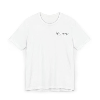 Basic Valentine's Day Matching Couple T-shirt with a SMALL text "FOREVER"