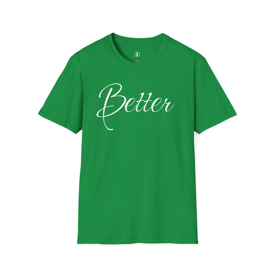 Farbenfrohes Valentinstag-T-Shirt für Paare mit großem Text „BETTER“