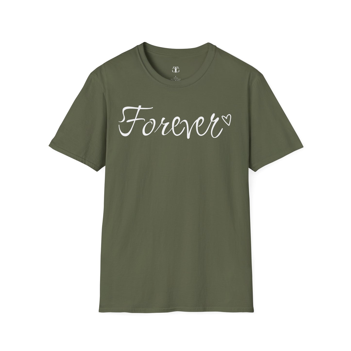 Farbenfrohes T-Shirt für Paare zum Valentinstag mit großem Text „FOREVER“