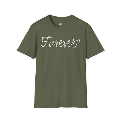 Colorful Valentine's Day Matching Couple T-shirt with a LARGE text "FOREVER"