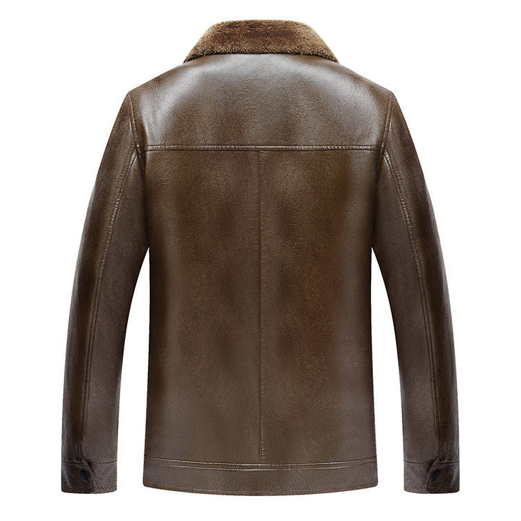 NGTG CARTER  Refined Men’s Fleece-Lined Leather Jacket – Stand Collar, Luxury Winter Comfort