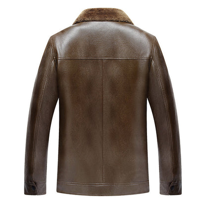 NGTG CARTER  Refined Men’s Fleece-Lined Leather Jacket – Stand Collar, Luxury Winter Comfort