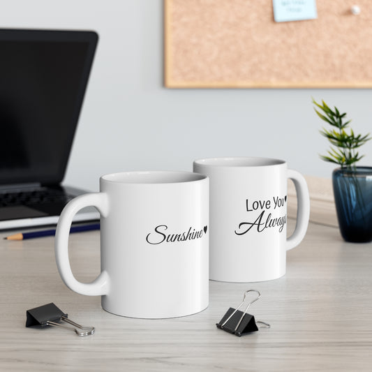 Personalisierbare weiße Tasse mit Aufdruck „Love You Always“, Paartasse, passendes Weiß, weiße Keramiktasse, Kaffeetasse, Valentinstagstasse